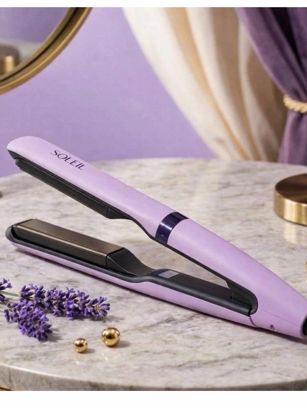 New Ceramic Hair Straightener Metallic Flat Iron Soleil Dynamic Style Lavender